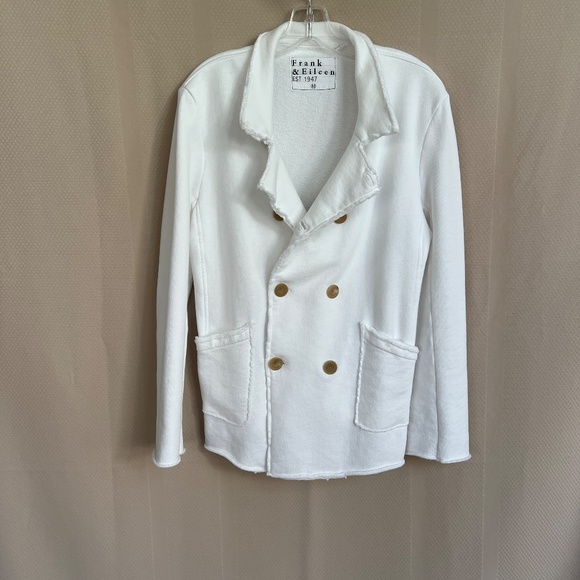 Frank & Eileen BELFAST Sweatshirt Peacoat Triple Fleece White Size M NWOT - Picture 6 of 13